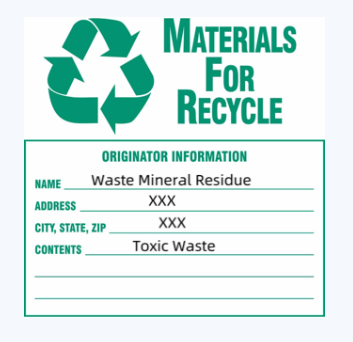 على سبيل المثال من النفايات تسمية المواد القابلة لإعادة التدوير .